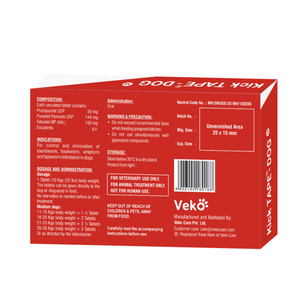 Kick TAPE for Dogs & Cats (Drontal for Dogs & Cats)