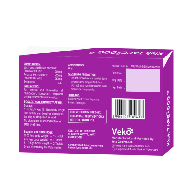 Kick TAPE for Dogs & Cats (Drontal for Dogs & Cats)